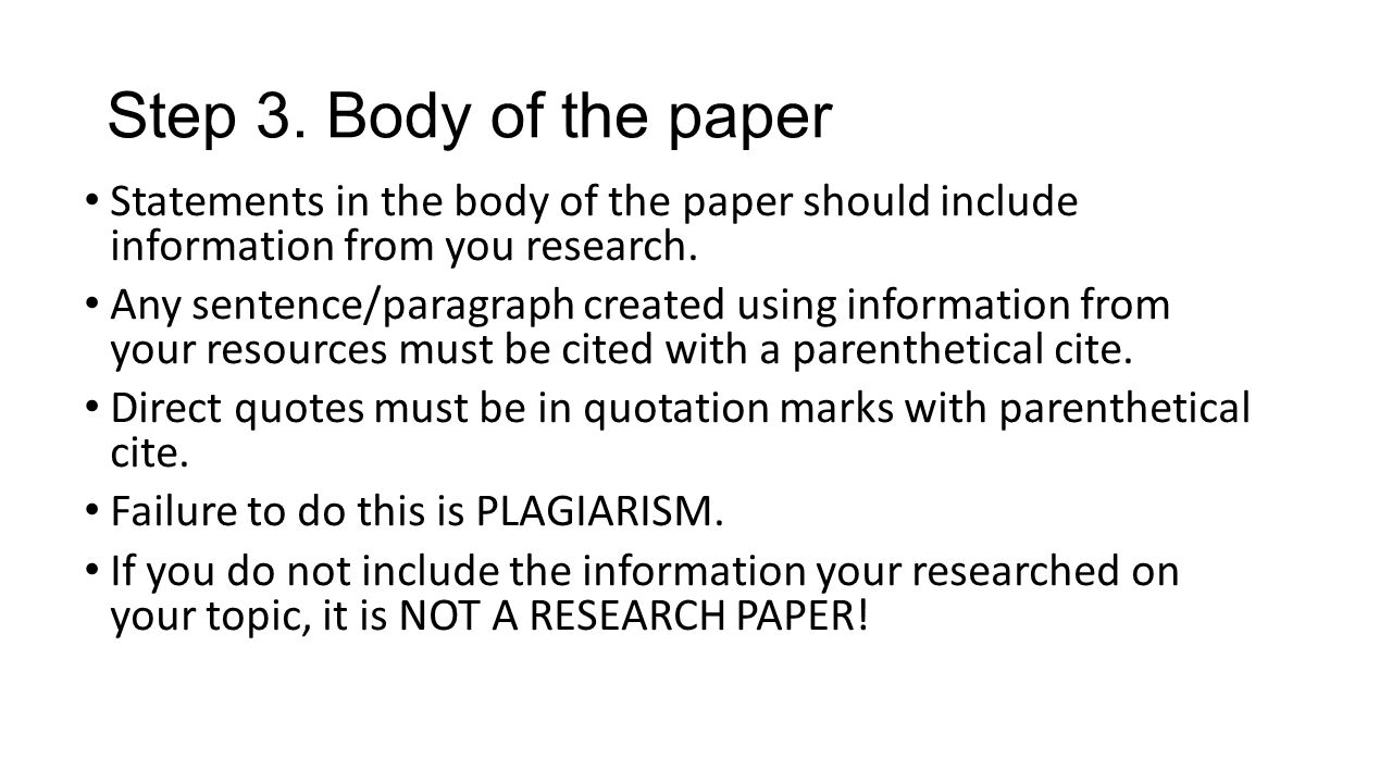 Research essay body paragraph format